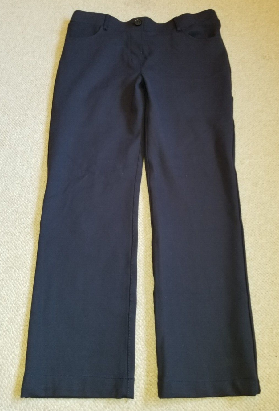 Women Pants-BETABRAND-navy blue Ponte "Classic Dress Yoga" straight pull on-PL